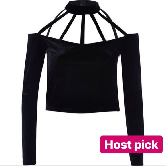 river island black halter neck top